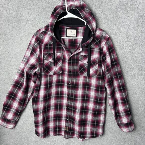 Legendary Whitetails Other - Legendary Whitetail Shirt Mens Medium Black Red Backwoods Hooded Flannel Western
